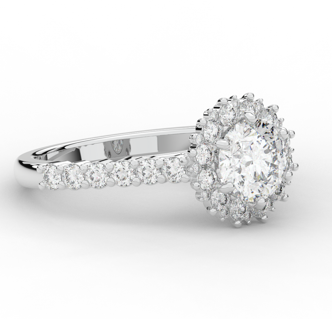 1.60CT.TW ROUND LAB DIAMOND HALO ENGAGEMENT RING