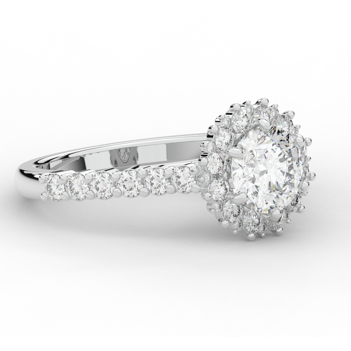 1.60CT.TW ROUND LAB DIAMOND HALO ENGAGEMENT RING