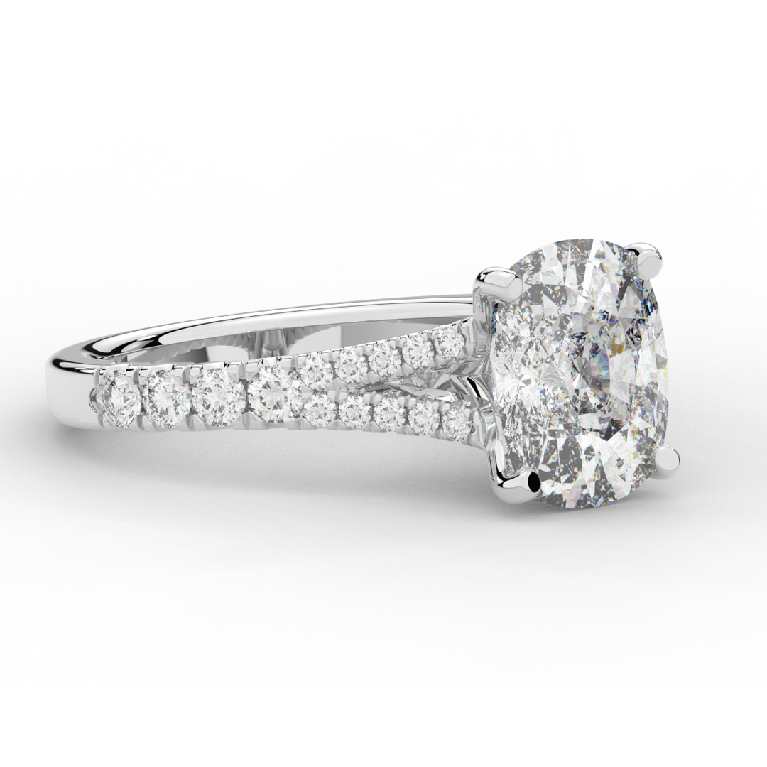 3.45CT.TW CUSHION LAB DIAMOND ENGAGEMENT RING