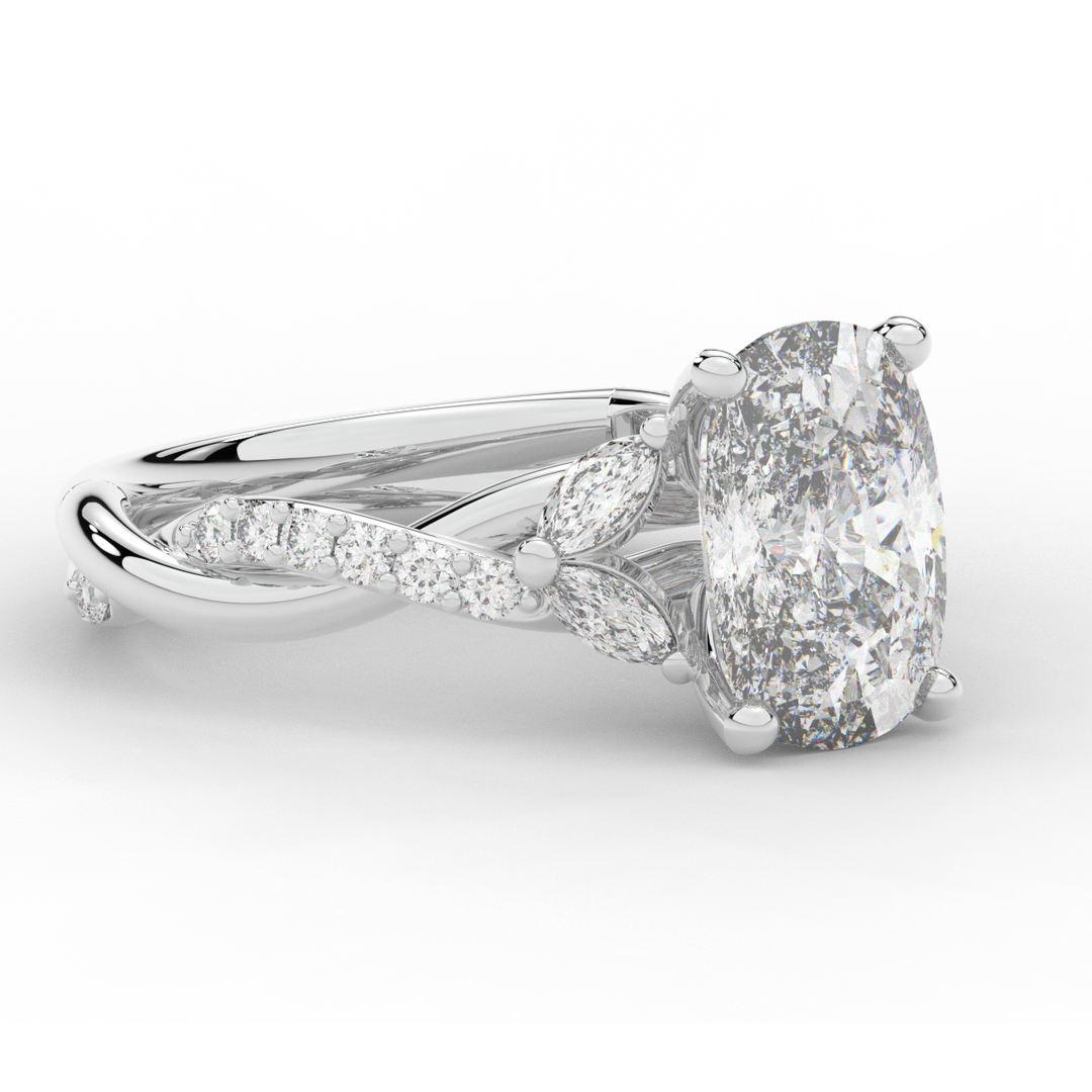 2.40CT.TW CUSHION LAB DIAMOND TWIST BAND ENGAGEMENT RING