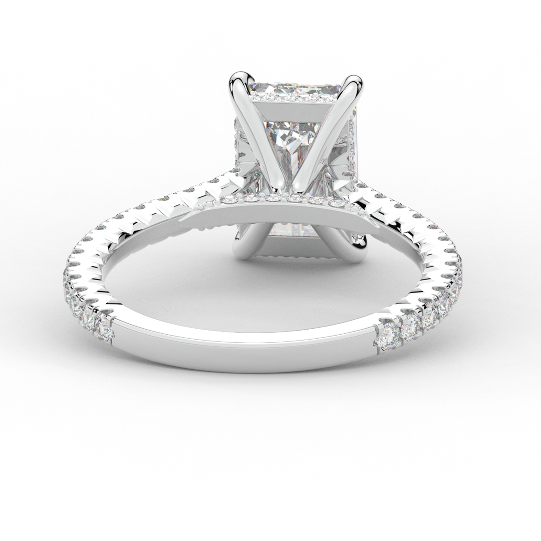 3.50CT.TW EMERALD CUT LAB DIAMOND UNDERHALO SOLITAIRE ENGAGEMENT RING