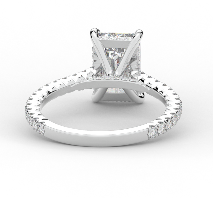 3.50CT.TW EMERALD CUT LAB DIAMOND UNDERHALO SOLITAIRE ENGAGEMENT RING