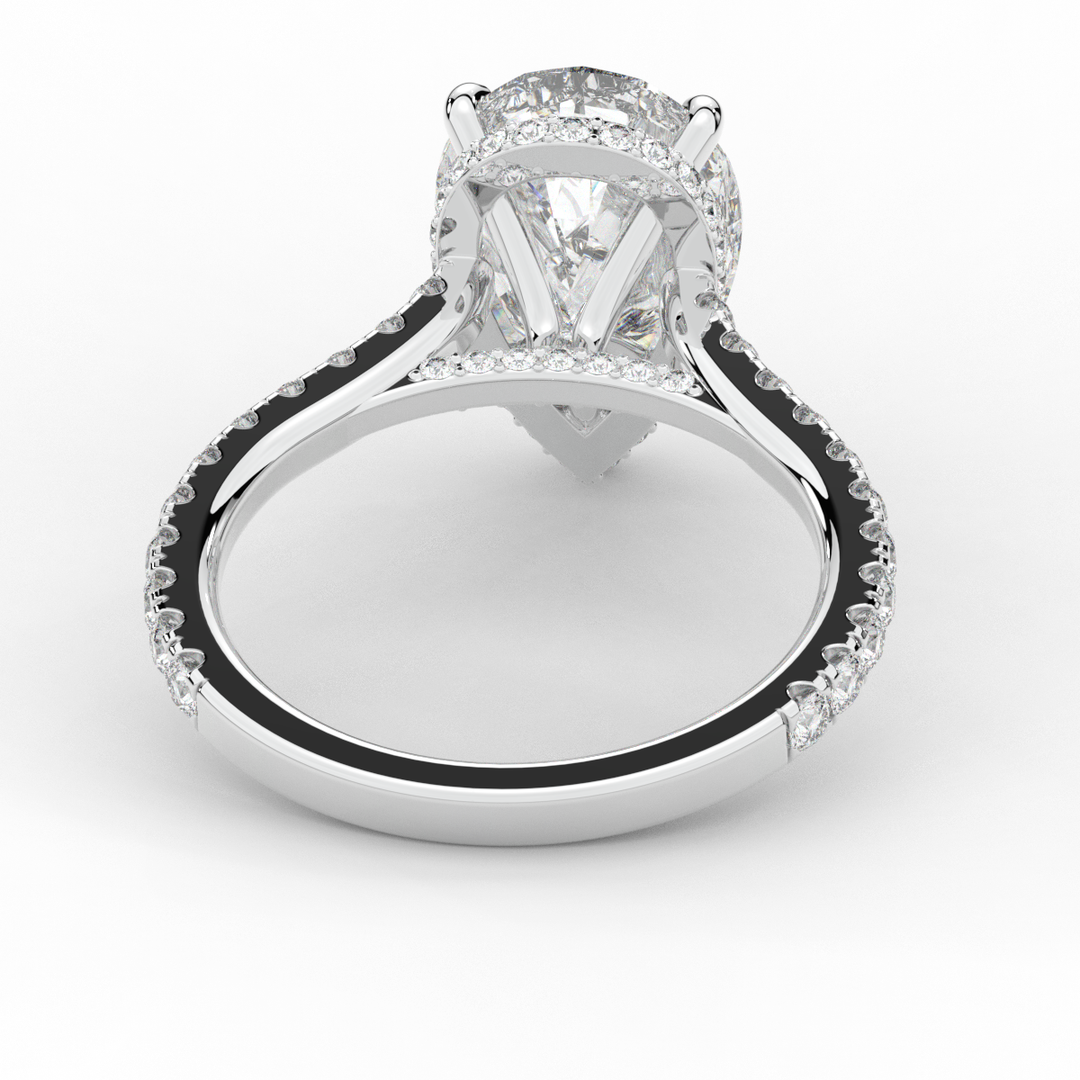 4.60CT.TW PEAR LAB DIAMOND UNDERHALO SOLITAIRE ENGAGEMENT RING