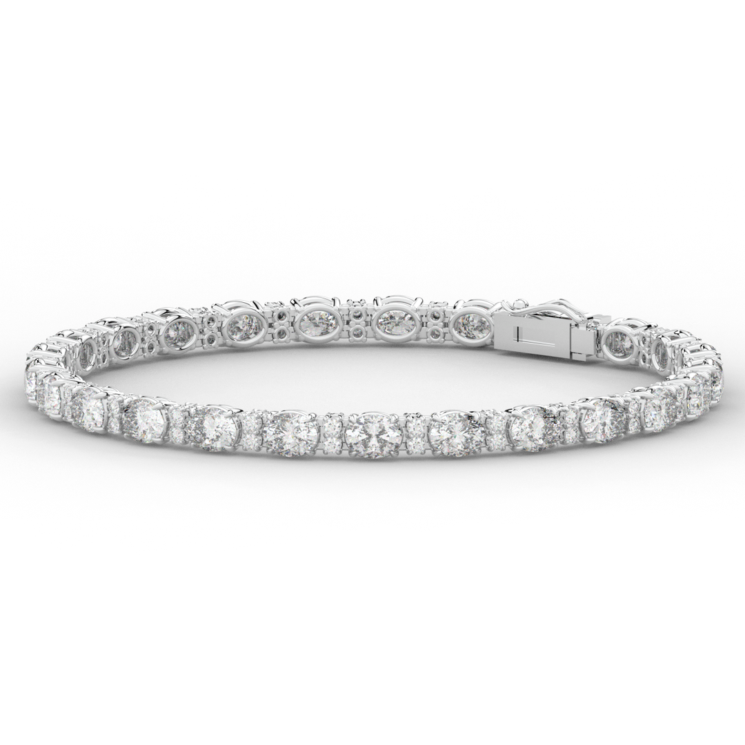 9.25CT.TW OVAL AND ROUND LAB DIAMOND TENNIS BRACELET - Nazarelle