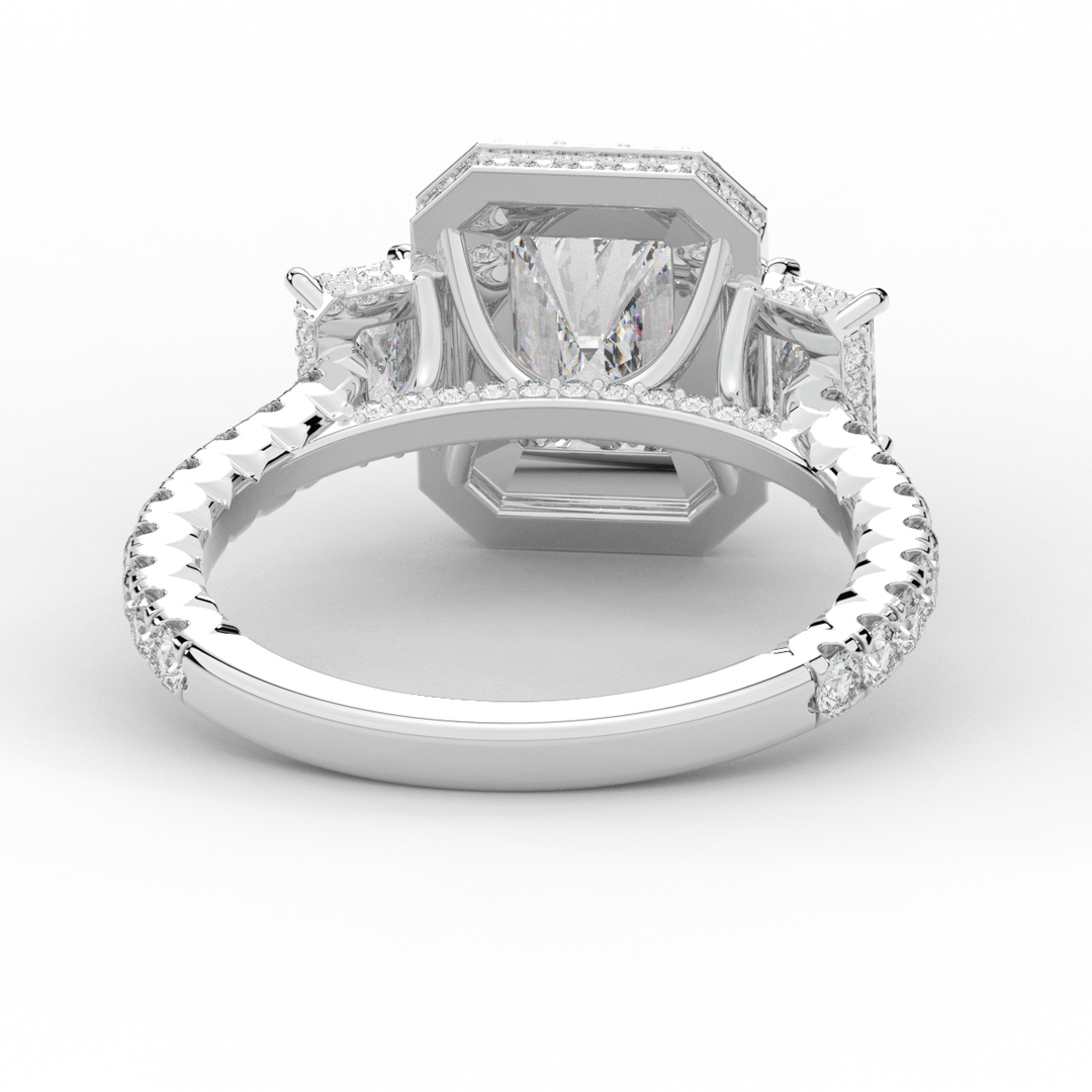 3.20CT.TW RADIANT LAB DIAMOND 3 STONE ENGAGEMENT RING