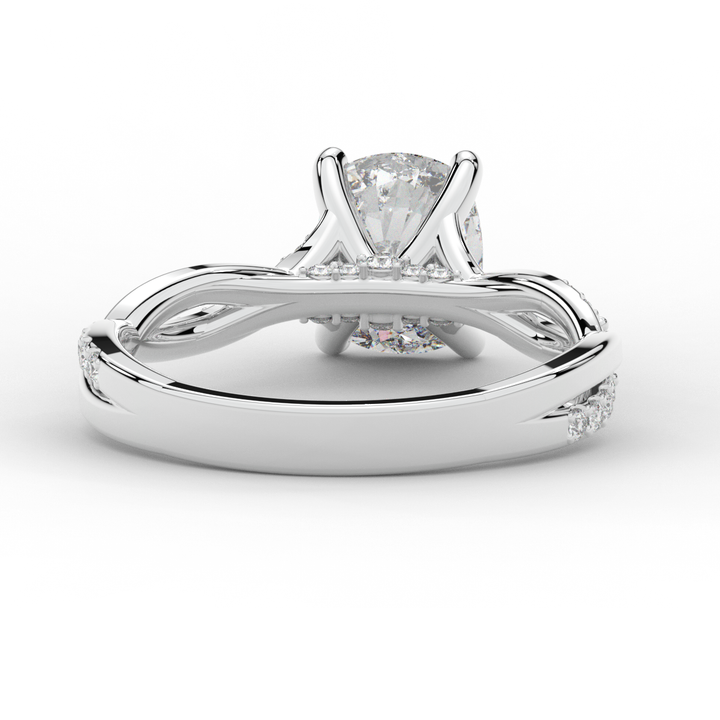 1.70CT.TW CUSHION LAB DIAMOND TWIST BAND ENGAGEMENT RING