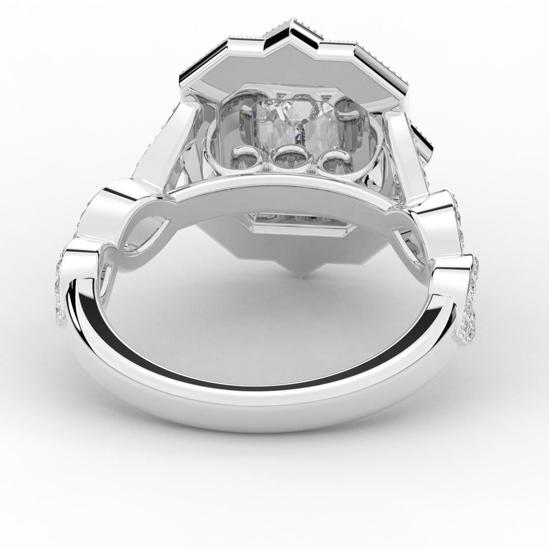 1.90CT.TW EMERALD CUT LAB DIAMOND HALO ENGAGEMENT RING