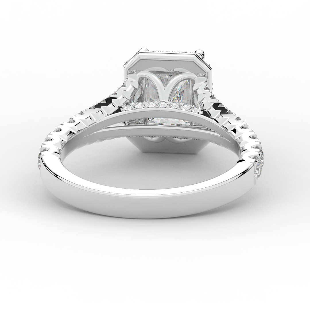 2.60CT.TW RADIANT LAB DIAMOND SPLIT SHANK HALO ENGAGEMENT RING