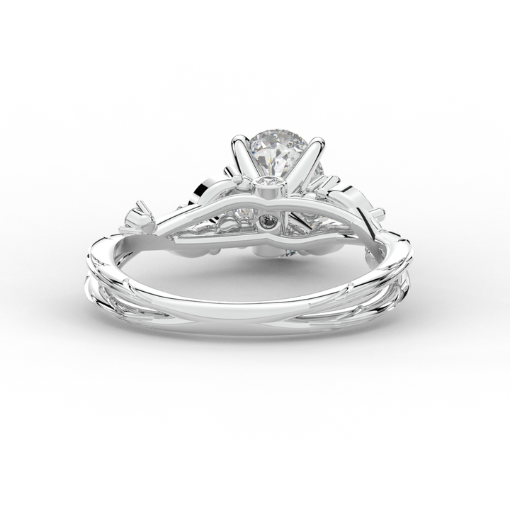 1.75CT.TW OVAL LAB DIAMOND STYLIZED VINE AND TREE BARK FINISH ENGAGEMENT RING - Nazarelle