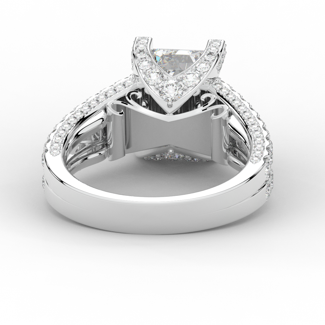 4.60CT.TW EMERALD CUT LAB DIAMOND SPLIT SHANK ENGAGEMENT RING