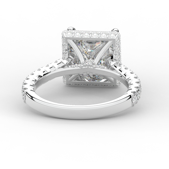 3.90CT.TW PRINCESS LAB DIAMOND HALO ENGAGEMENT RING