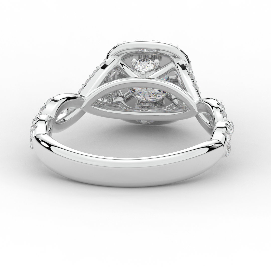 1.60CT.TW ROUND LAB DIAMOND HALO TWIST ENGAGEMENT RING