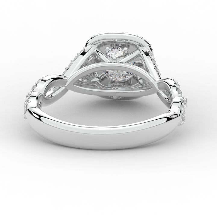 1.60CT.TW ROUND LAB DIAMOND HALO TWIST ENGAGEMENT RING