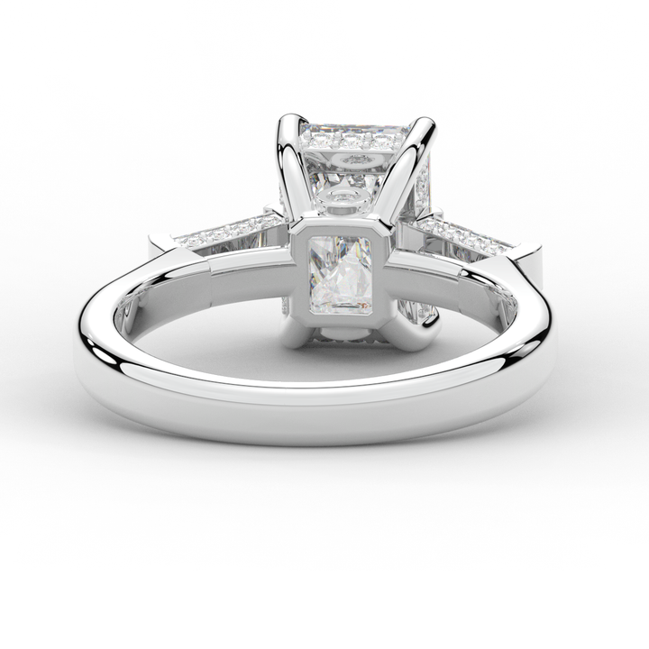 3.45CT.TW RADIANT LAB DIAMOND 3 STONE ENGAGEMENT RING