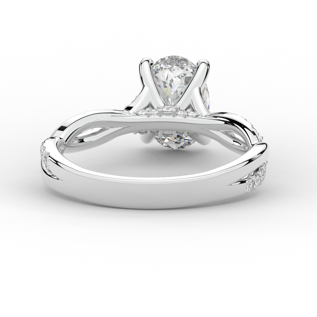 1.70CT.TW OVAL LAB DIAMOND TWIST BAND ENGAGEMENT RING