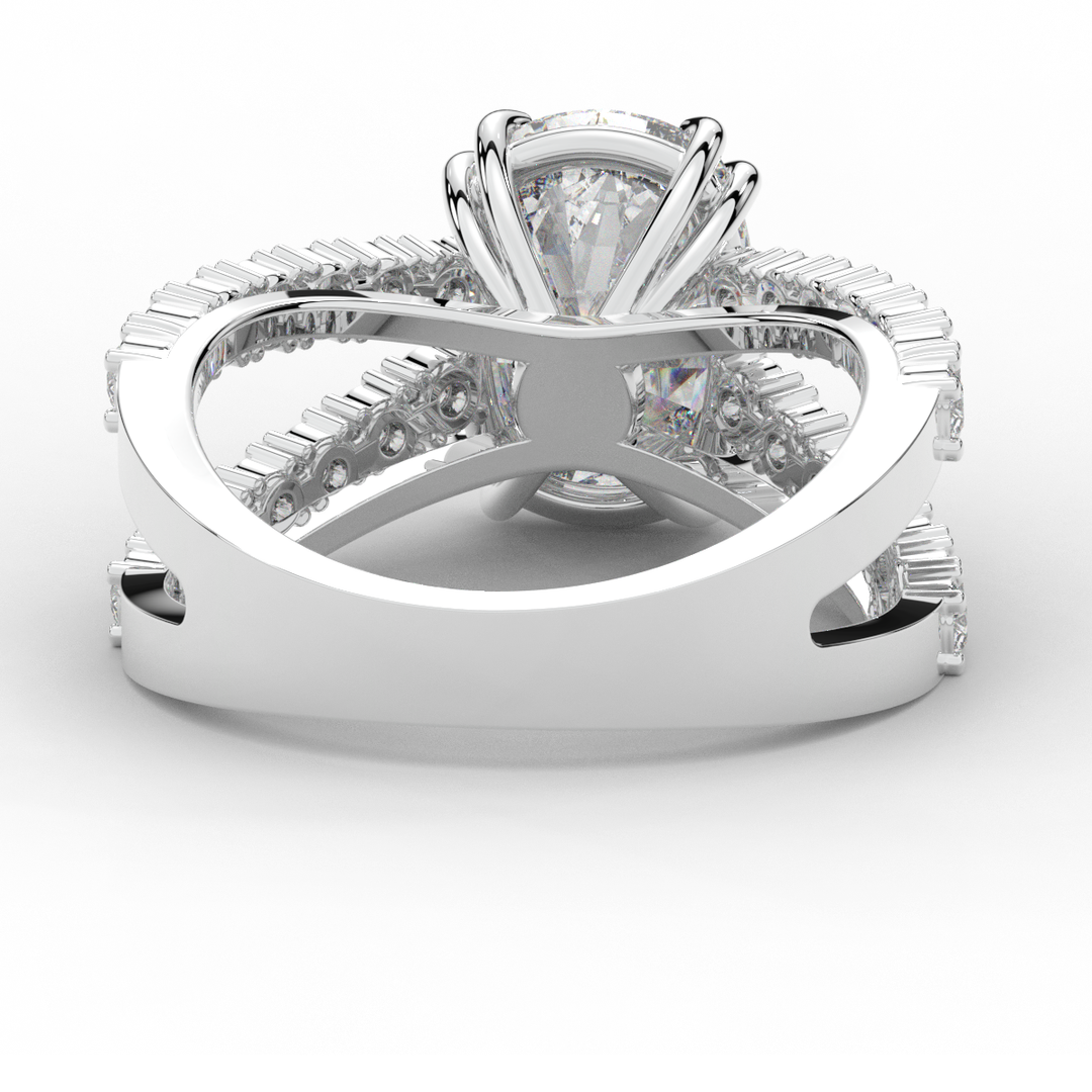 3.75CT.TW CUSHION LAB DIAMOND SPLIT BAND ENGAGEMENT RING