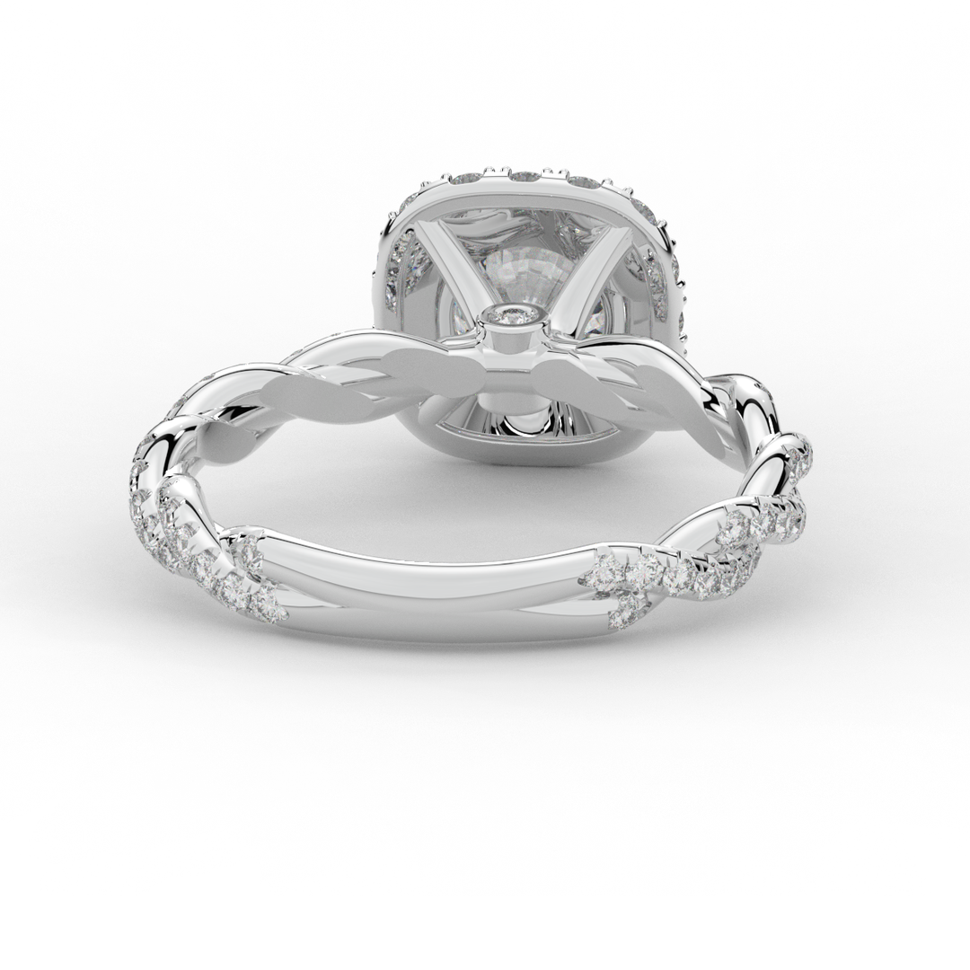 1.55CT.TW ROUND LAB DIAMOND HALO TWIST ENGAGEMENT RING