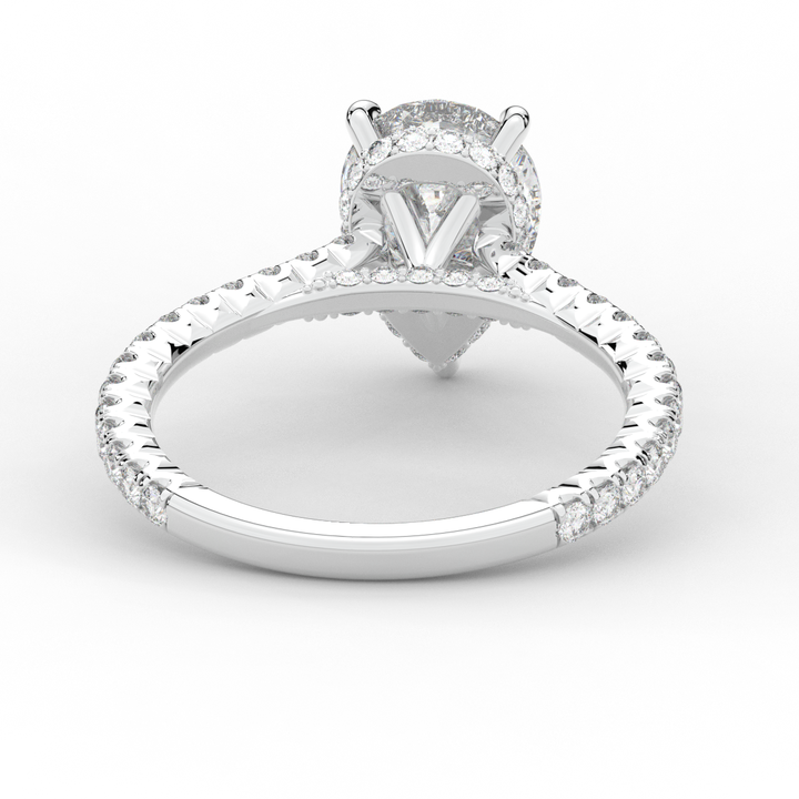 2.50CT.TW PEAR LAB DIAMOND UNDERHALO SOLITAIRE ENGAGEMENT RING