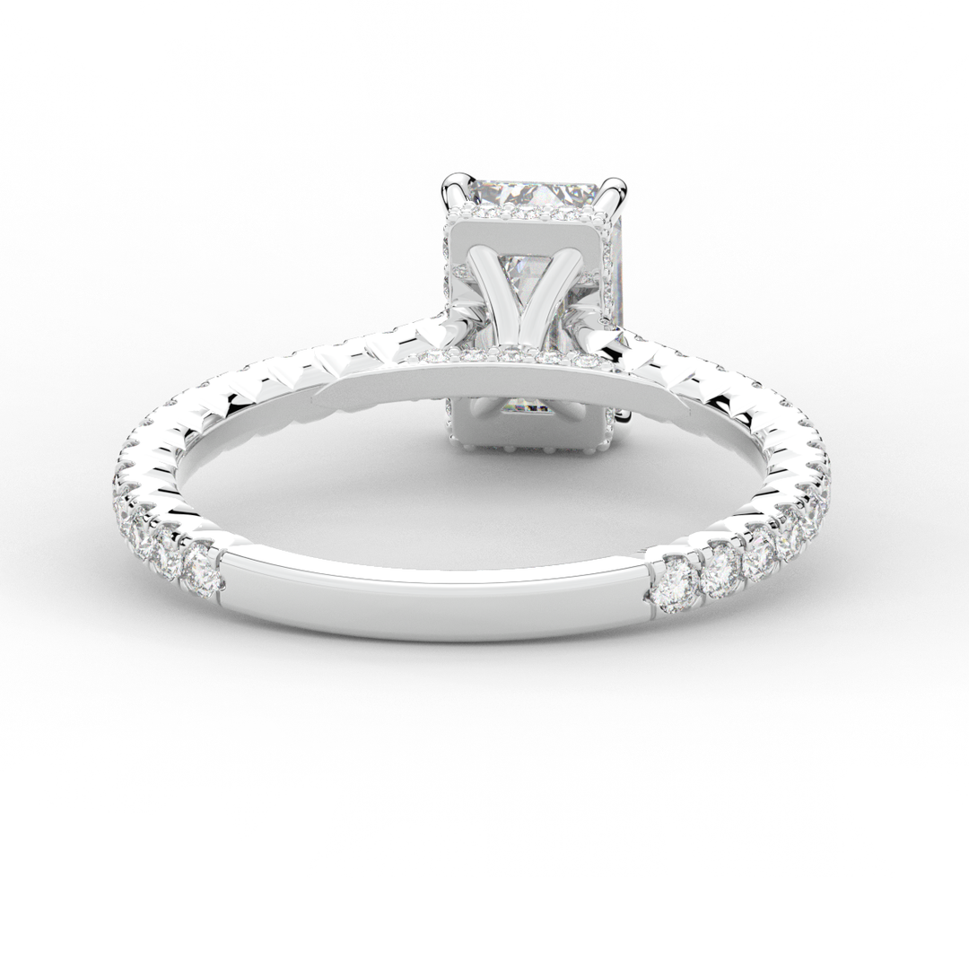 2.10CT.TW EMERALD CUT LAB DIAMOND UNDERHALO SOLITAIRE ENGAGEMENT RING