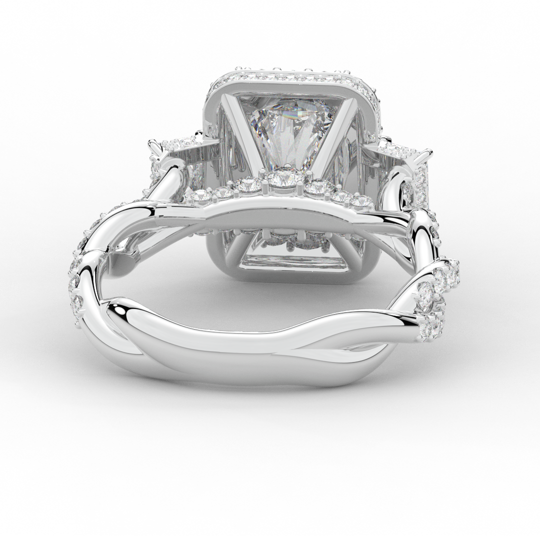 4.70CT.TW RADIANT LAB DIAMOND 3 STONE ENGAGEMENT RING