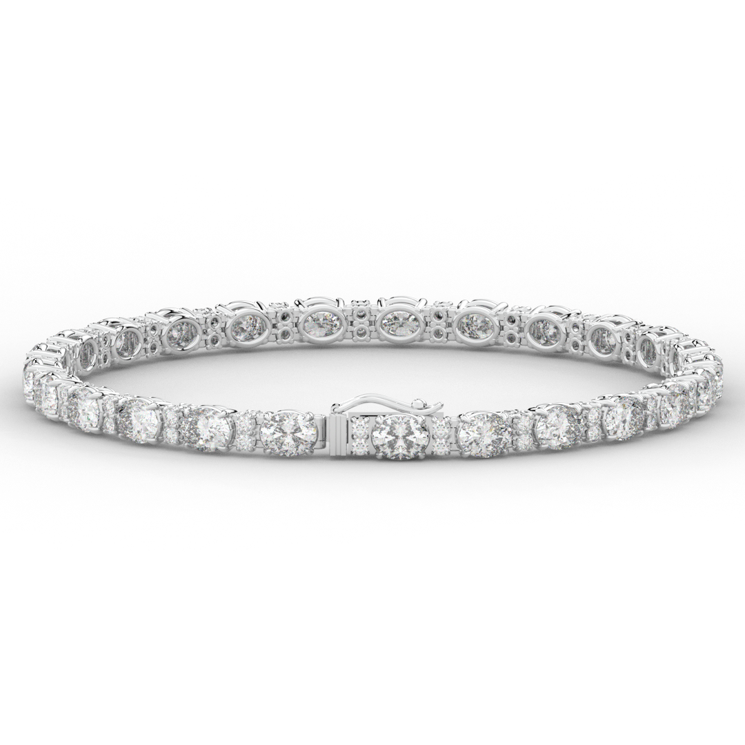 9.25CT.TW OVAL AND ROUND LAB DIAMOND TENNIS BRACELET - Nazarelle