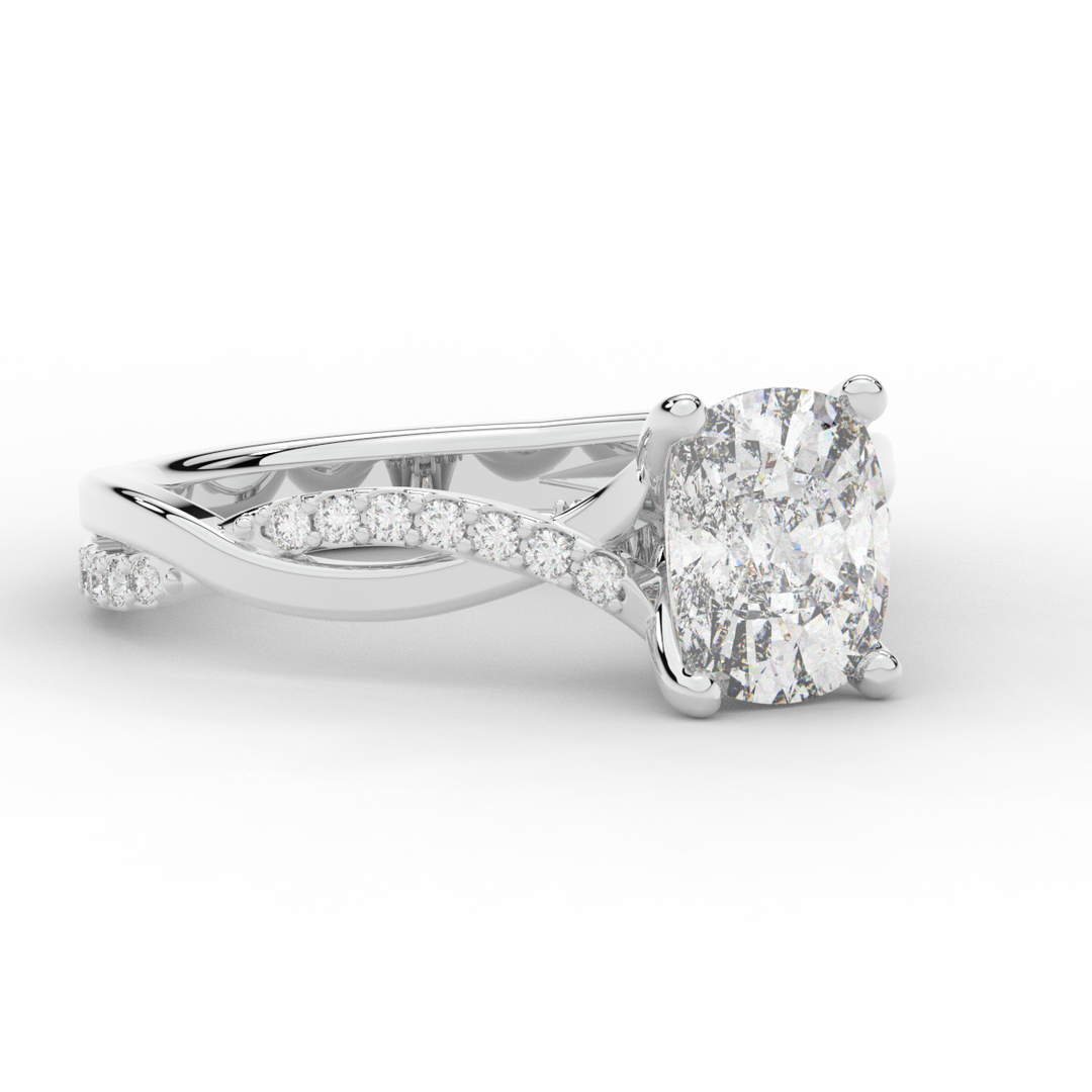 1.70CT.TW CUSHION LAB DIAMOND TWIST BAND ENGAGEMENT RING