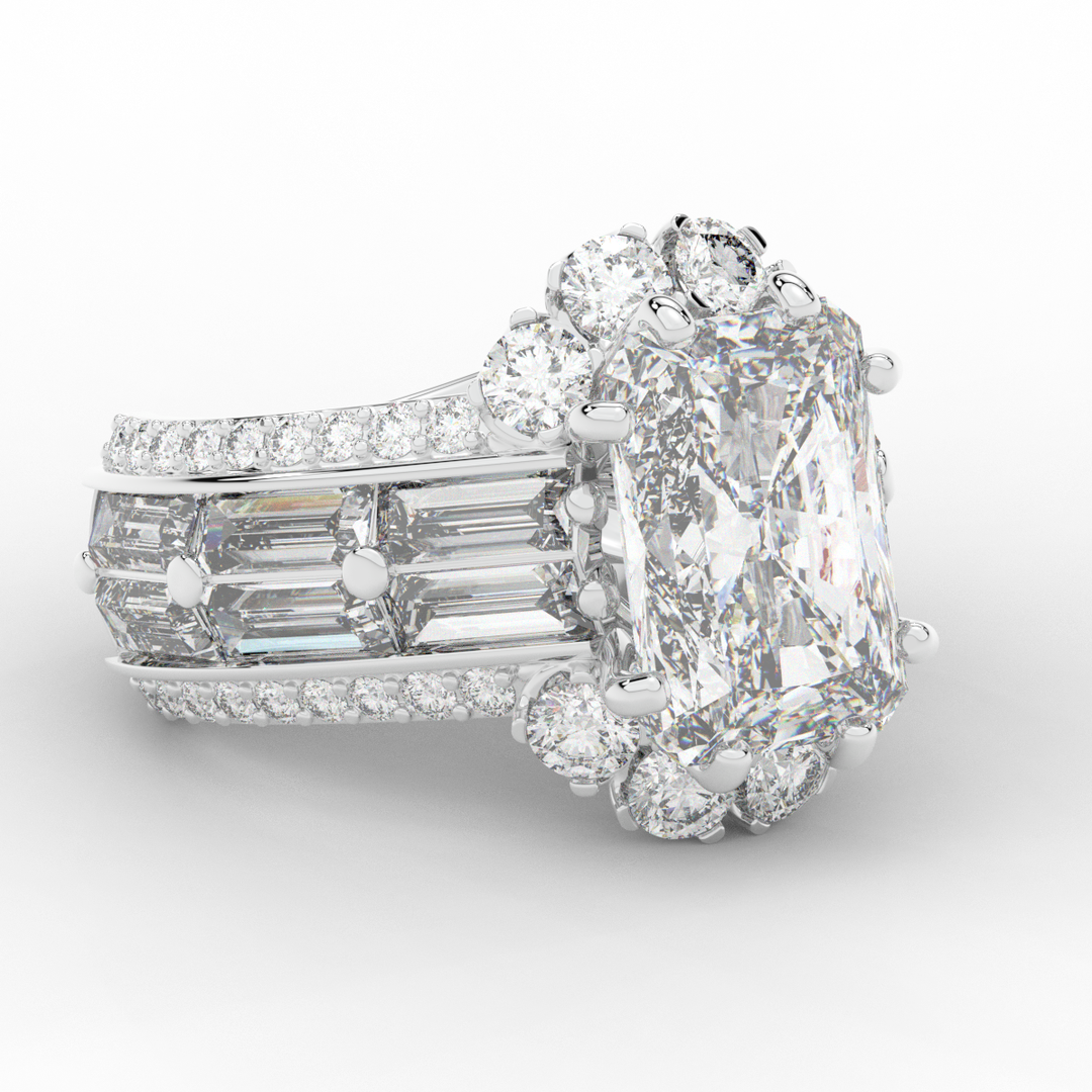 8.25CT.TW RADIANT LAB DIAMOND HALO ENGAGEMENT RING