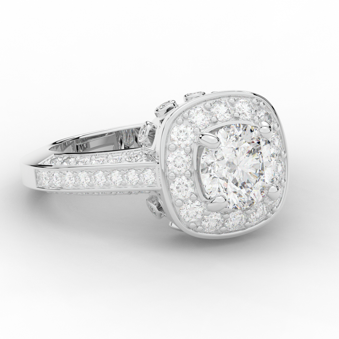 1.50CT.TW ROUND LAB DIAMOND HALO ENGAGEMENT RING