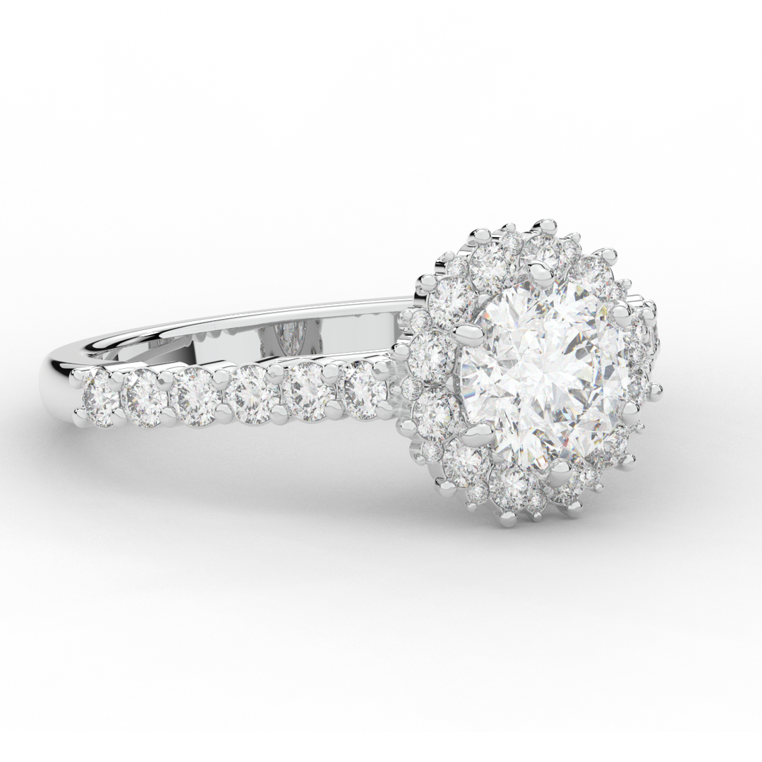 1.60CT.TW ROUND LAB DIAMOND HALO ENGAGEMENT RING