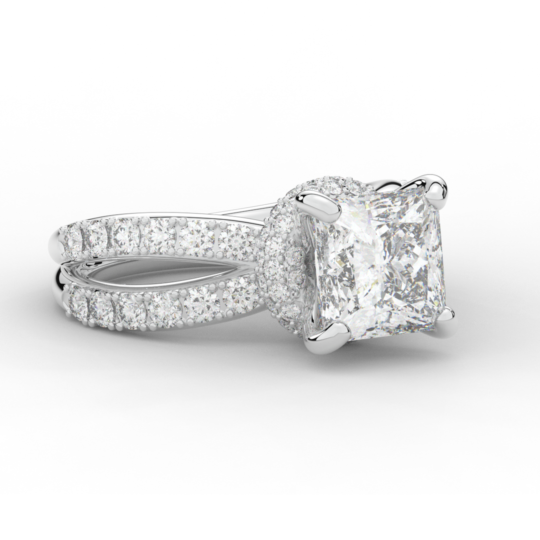 5.25CT.TW PRINCESS LAB DIAMOND ENGAGEMENT RING