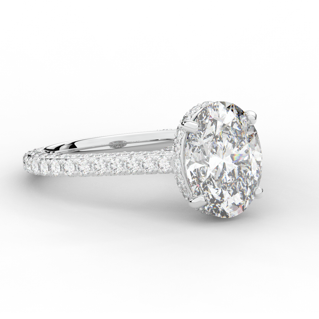 4.00CT.TW OVAL LAB DIAMOND UNDERHALO SOLITAIRE ENGAGEMENT RING