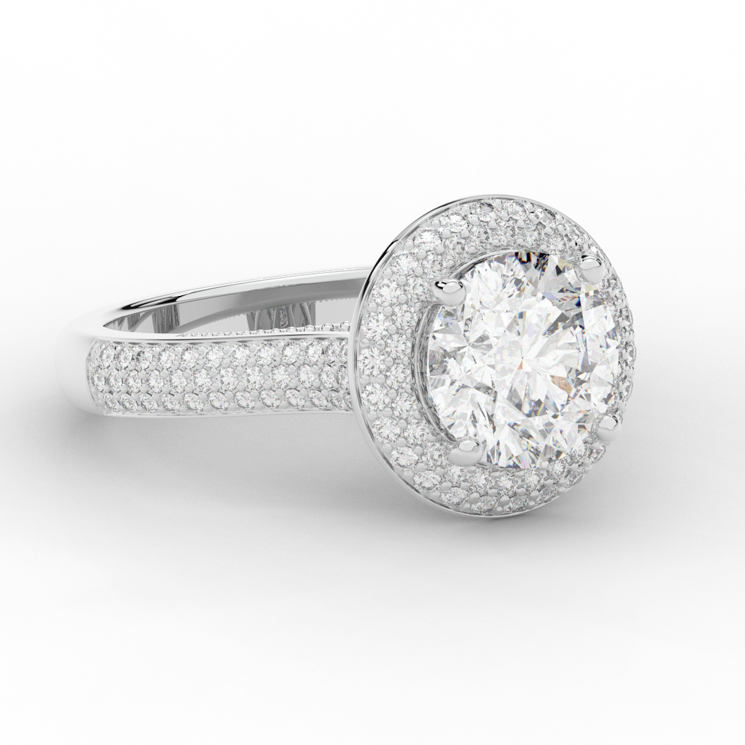 2.45CT.TW ROUND LAB DIAMOND HALO ENGAGEMENT RING