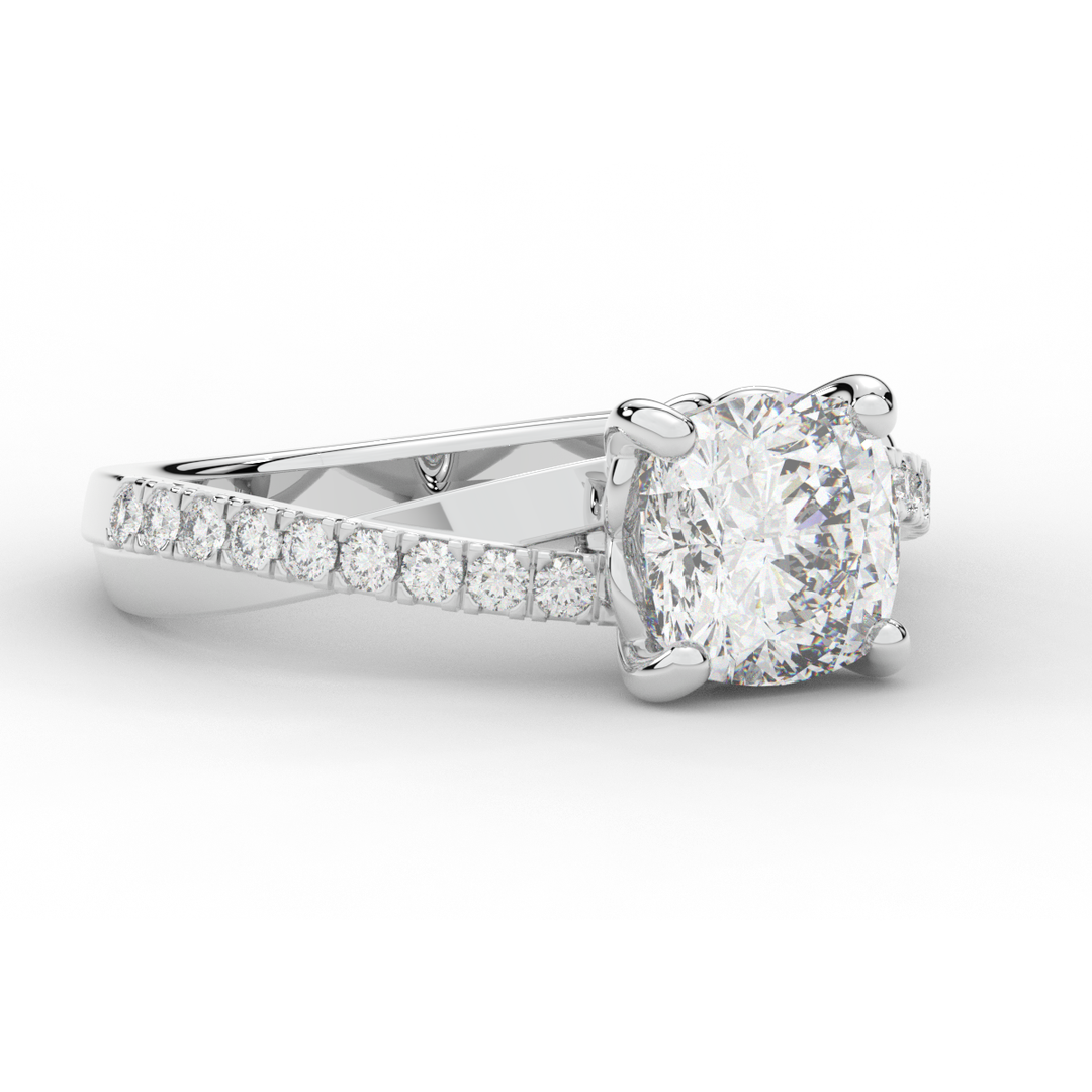 2.20CT.TW CUSHION LAB DIAMOND TWISTBAND ENGAGEMENT RING