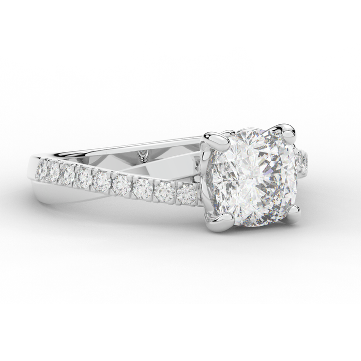 2.20CT.TW CUSHION LAB DIAMOND TWISTBAND ENGAGEMENT RING