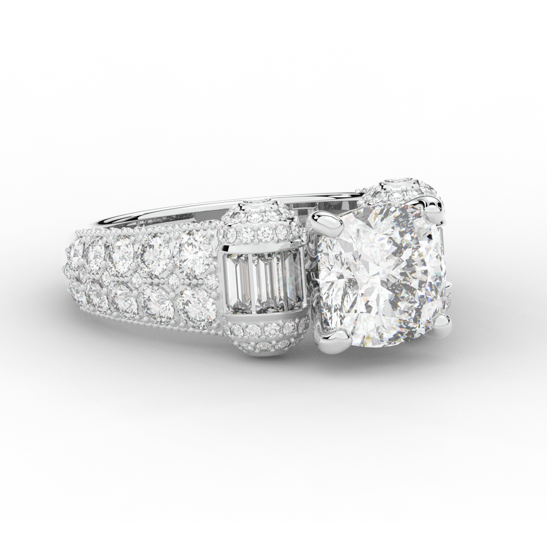 4.75CT.TW CUSHION LAB DIAMOND ENGAGEMENT RING