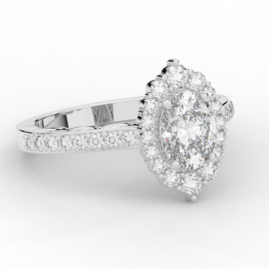 1.75CT.TW OVAL LAB DIAMOND HALO ENGAGEMENT RING