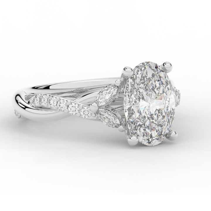 2.40CT.TW OVAL LAB DIAMOND TWIST ENGAGEMENT RING