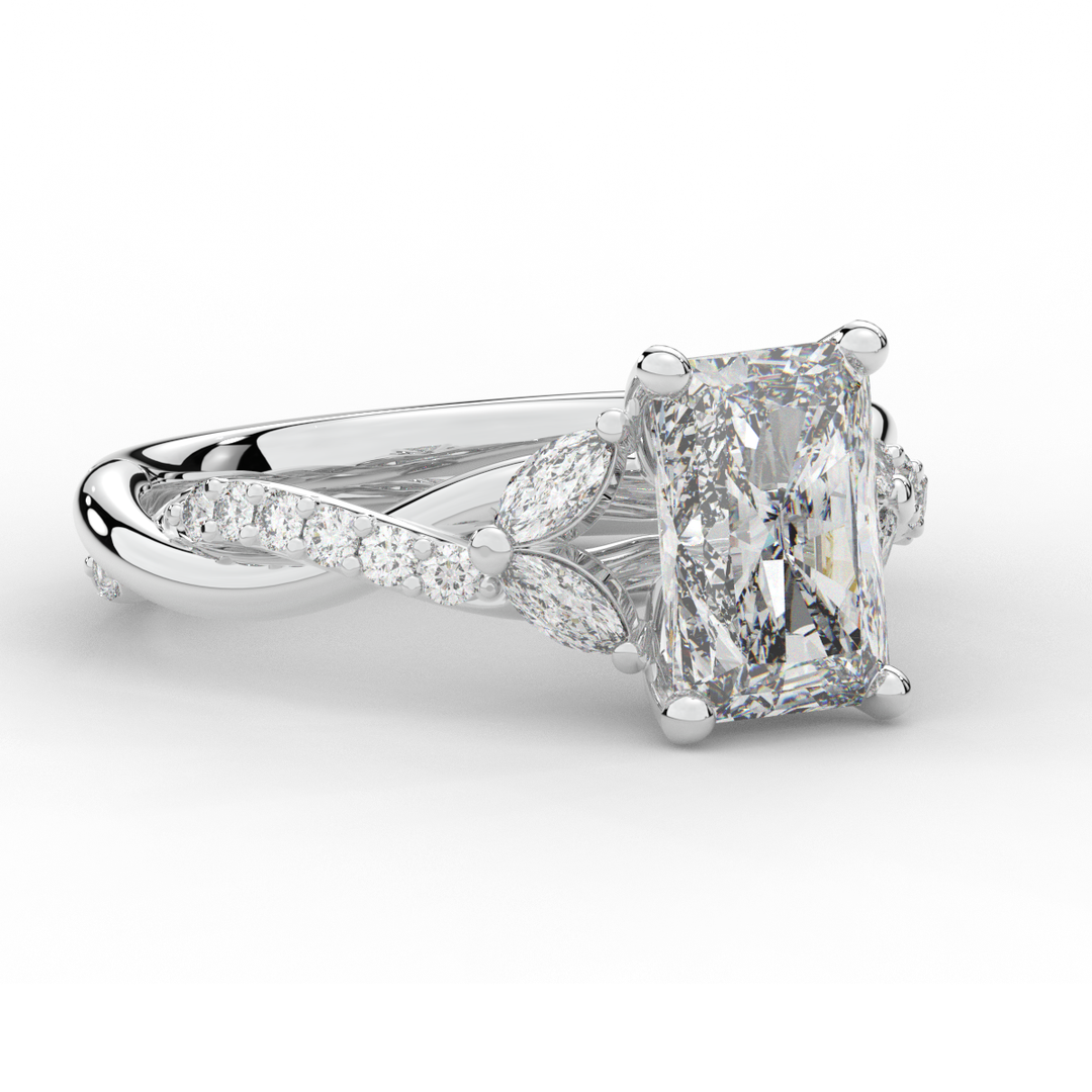 2.40CT.TW RADIANT LAB DIAMOND TWIST BAND ENGAGEMENT RING