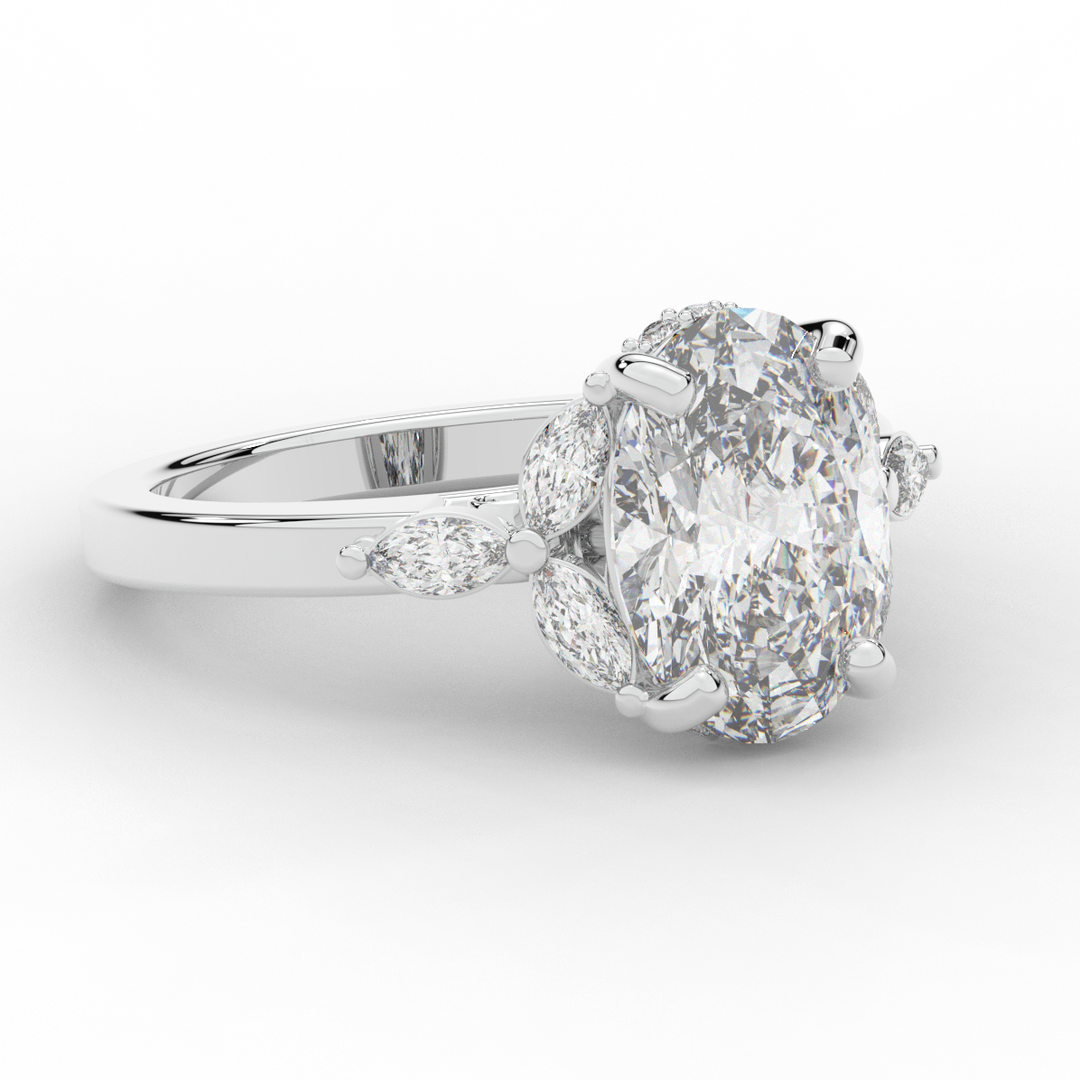 2.85CT.TW OVAL LAB DIAMOND ENGAGEMENT RING