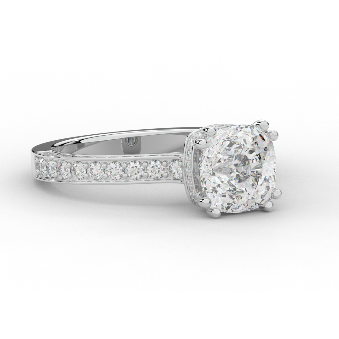 2.60CT.TW CUSHION LAB DIAMOND SOLITAIRE ENGAGEMENT RING