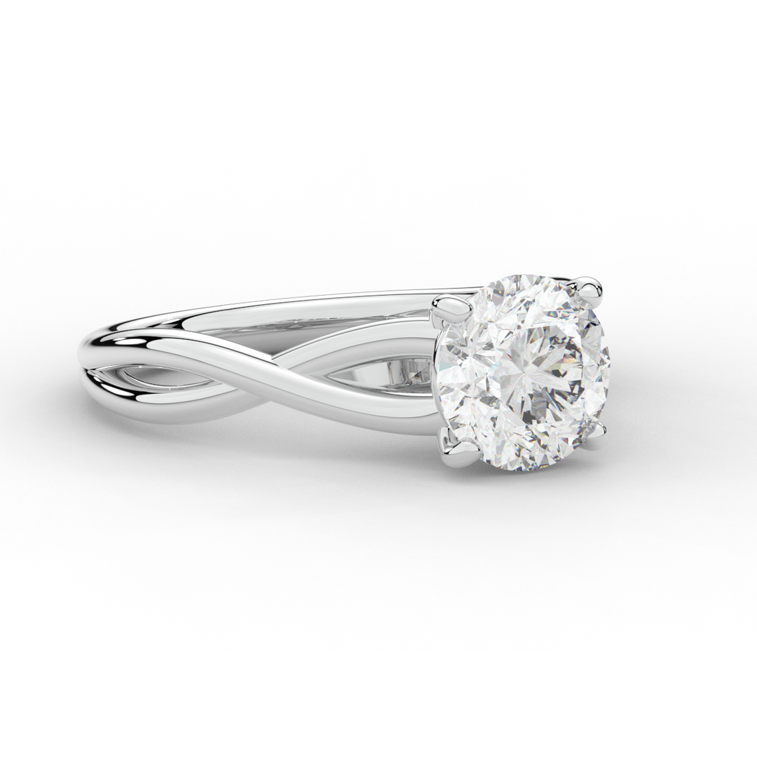 1.50CT ROUND LAB DIAMOND SOLITAIRE TWIST BAND ENGAGEMENT RING - Nazarelle