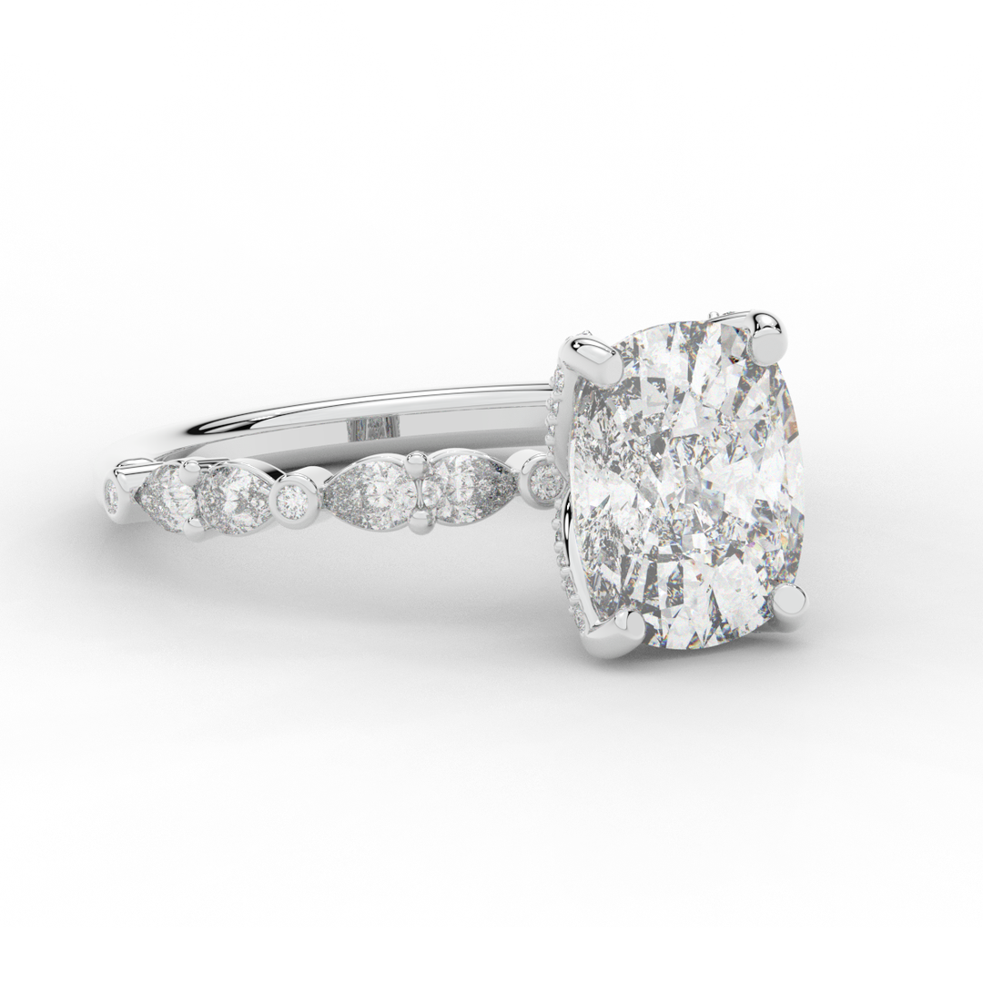 3.60CT.TW CUSHION LAB DIAMOND SOLITAIRE ENGAGEMENT RING