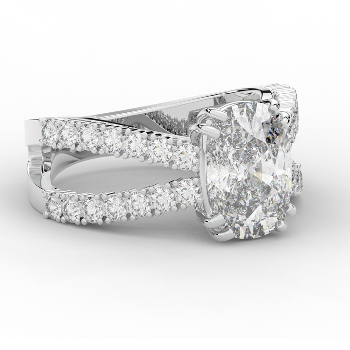 3.75CT.TW CUSHION LAB DIAMOND SPLIT BAND ENGAGEMENT RING