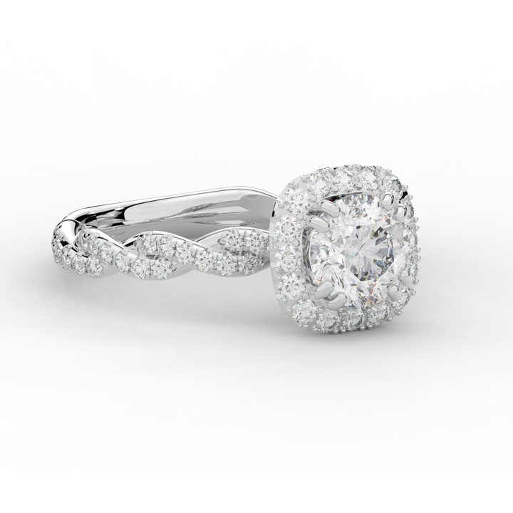 1.55CT.TW ROUND LAB DIAMOND HALO TWIST ENGAGEMENT RING