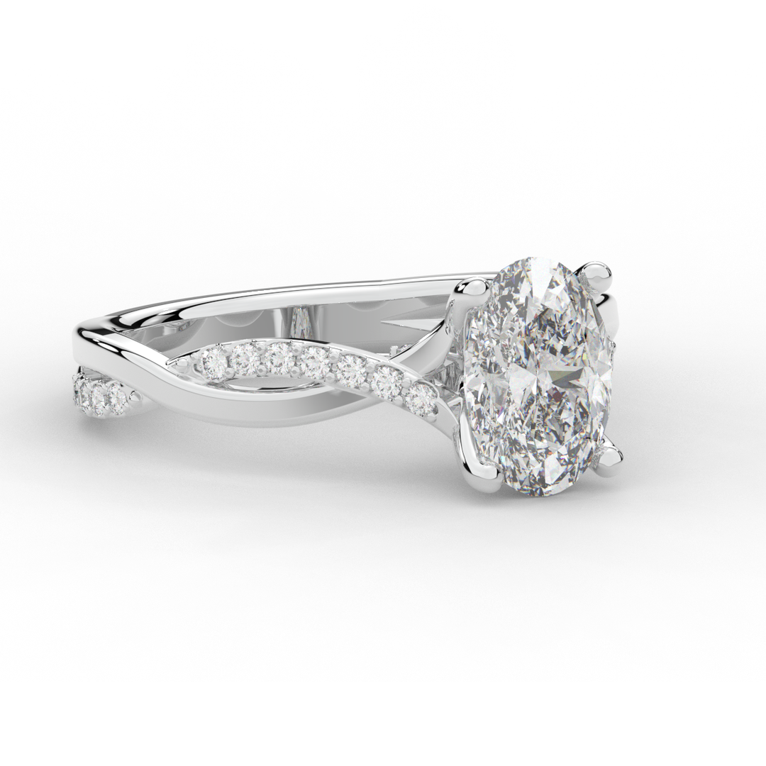 1.70CT.TW OVAL LAB DIAMOND TWIST BAND ENGAGEMENT RING