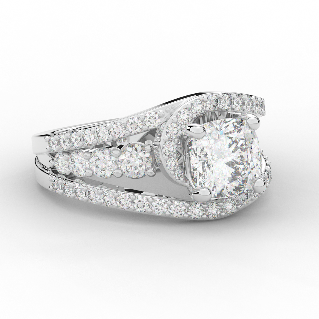 3.30CT.TW CUSHION LAB DIAMOND ENGAGEMENT RING