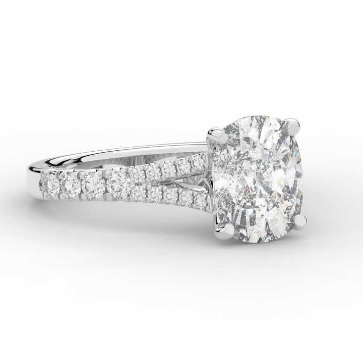 3.45CT.TW CUSHION LAB DIAMOND ENGAGEMENT RING