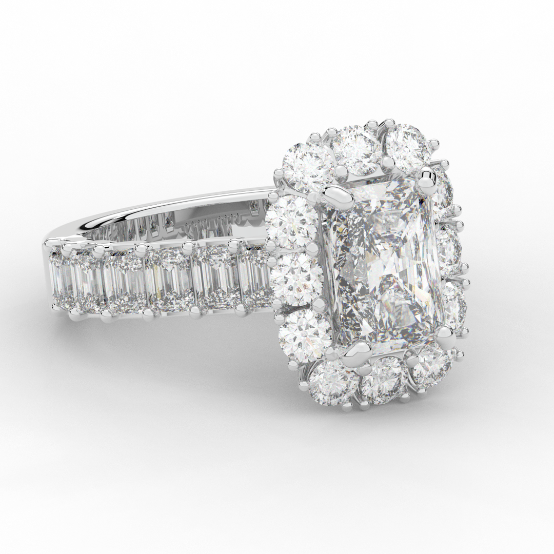 6.00CT.TW RADIANT LAB DIAMOND HALO ENGAGEMENT RING