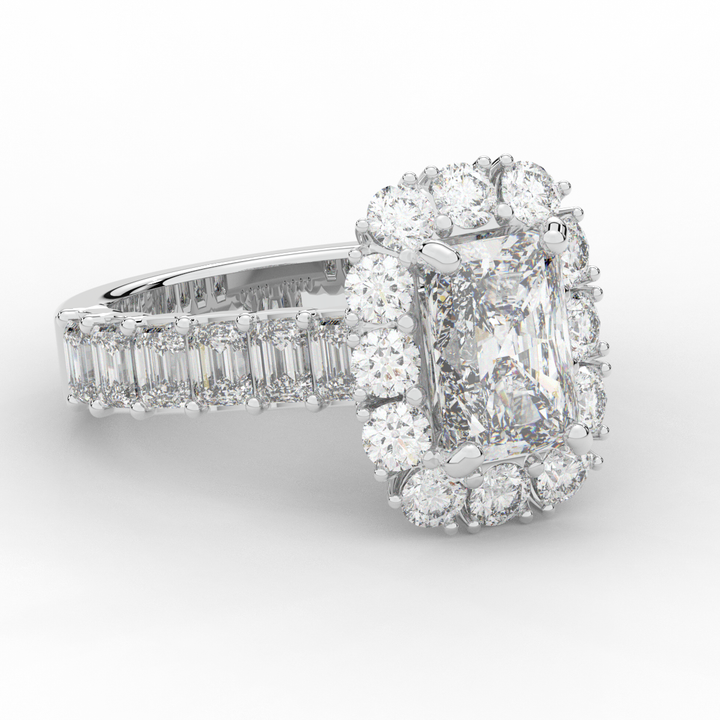 6.00CT.TW RADIANT LAB DIAMOND HALO ENGAGEMENT RING