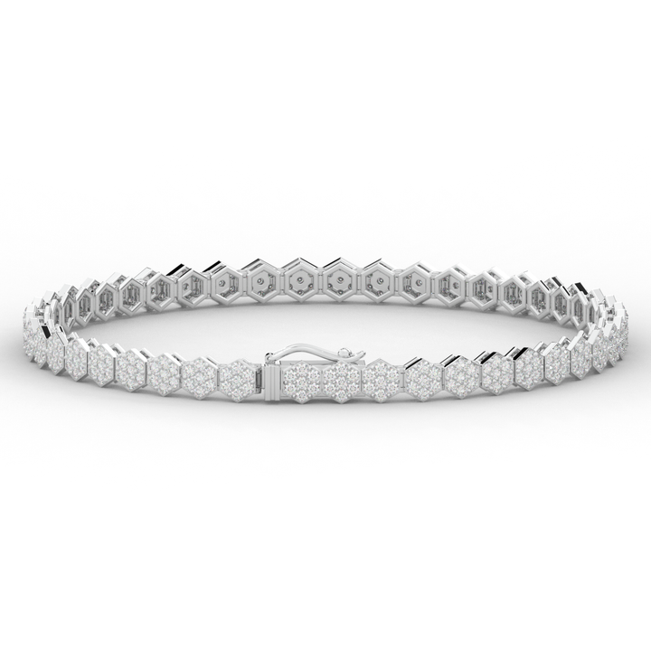 2.50CT.TW ROUND LAB DIAMOND CLUSTER TENNIS BRACELET - Nazarelle